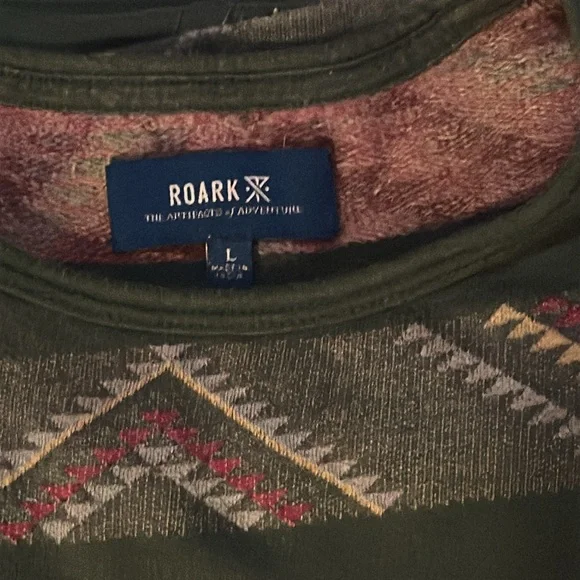 Roark 100% Organic Cotton Green Patterned Shirt with front pocket. Size L. - Picture 2 of 8